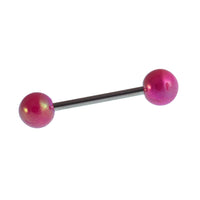 Load image into Gallery viewer, Straight Barbell Piercing Basic Edelstahl Kugeln lila schimmernd 25 mm lang - chic - net.de
