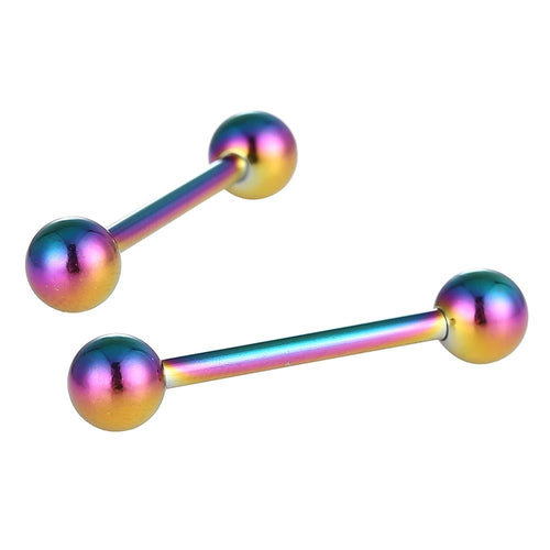 Straight Barbell Piercing Basic groß aus Edelstahl Regenbogen bunt Kugeln Länge: 25 mm - chic - net.de