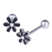 Load image into Gallery viewer, Straight Barbell Piercing Gänseblümchen schwarz aus Edelstahl silberfarben Kugel - chic - net.de
