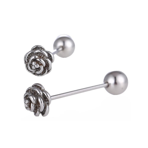 Straight Barbell Piercing Rosenblüte aus Edelstahl silberfarben Kugel - chic - net.de