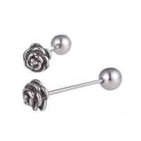 Cargar imagen en el visor de la galería, Straight Barbell Piercing Rosenblüte aus Edelstahl silberfarben Kugel - chic - net.de
