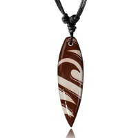 Load image into Gallery viewer, Surferkette braun weiß Wellen Holzkette Sonoholz Unisex verstellbar - chic - net.de
