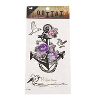Cargar imagen en el visor de la galería, Tattoo Anker schwarz Seil Blumen rosa lila Vögel Spruch 4 Motive 1 Bogen - chic - net.de
