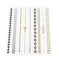 Cargar imagen en el visor de la galería, Tattoo golden silbern temporär Klebetattoos schwarz Ketten Kreuz Love Tattoos Motivbogen - chic - net.de
