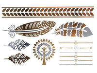 Cargar imagen en el visor de la galería, Tattoo golden silbern temporär Motivbogen Klebetattoos Baum des Lebens Schmuck Tattoos - chic - net.de
