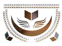 Cargar imagen en el visor de la galería, Tattoo golden silbern temporär Motivbogen Klebetattoos Flügel Reif Schmuck Tattoos - chic - net.de
