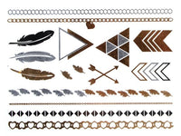 Cargar imagen en el visor de la galería, Tattoo golden silbern temporär Motivbogen Klebetattoos Herzen Federn Schmuck Tattoos - chic - net.de
