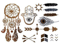 Cargar imagen en el visor de la galería, Tattoo golden silbern temporär Motivbogen Klebetattoos Khamsa Traumfänger Schmuck Tattoos - chic - net.de
