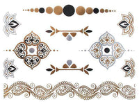 Cargar imagen en el visor de la galería, Tattoo golden silbern temporär Motivbogen Klebetattoos Ornamente Kreise Schmuck Tattoos - chic - net.de
