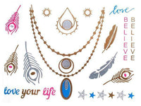 Cargar imagen en el visor de la galería, Tattoo golden silbern temporär Motivbogen Klebetattoos rosa blau life Schmuck Tattoos - chic - net.de
