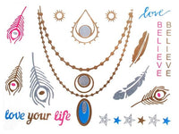 Cargar imagen en el visor de la galería, Tattoo golden silbern temporär Motivbogen Klebetattoos rosa blau life Schmuck Tattoos - chic - net.de

