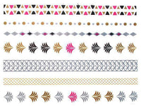 Cargar imagen en el visor de la galería, Tattoo golden silbern temporär Motivbogen Klebetattoos rosa Farn Ketten Schmuck Tattoos - chic - net.de
