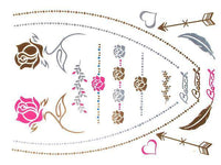 Cargar imagen en el visor de la galería, Tattoo golden silbern temporär Motivbogen Klebetattoos rosa Rosen Beach Schmuck Tattoos - chic - net.de
