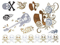 Cargar imagen en el visor de la galería, Tattoo golden silbern temporär Motivbogen Klebetattoos Skull Gitarre Rose Schmuck Tattoos - chic - net.de

