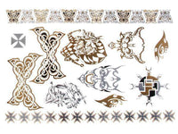 Cargar imagen en el visor de la galería, Tattoo golden silbern temporär Motivbogen Klebetattoos Skull Joker Schmuck Tattoos - chic - net.de
