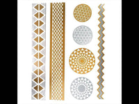 Cargar imagen en el visor de la galería, Tattoo Motivbogen golden silbern temporär Blume des Lebens Klebetattoos Schmuck Tattoos - chic - net.de
