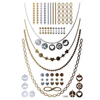 Load image into Gallery viewer, Tattoo Motivbogen golden silbern temporär Klebetattoos Hippie Ketten Schmuck Tattoos - chic - net.de
