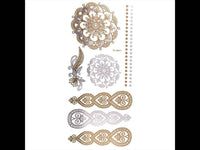 Load image into Gallery viewer, Tattoo Motivbogen golden silbern temporär Klebetattoos Ornamente Schmuck Tattoos - chic - net.de
