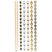 Load image into Gallery viewer, Tattoo Motivbogen golden silbern temporär Klebetattoos Tropfen Ketten Schmuck Tattoos - chic - net.de
