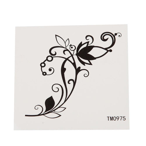 Tattoo Ranke schwarz schlicht Linien verziert Schnörkel einzeln 1 Bogen - chic - net.de