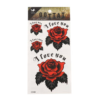 Cargar imagen en el visor de la galería, Tattoo Rosen rot groß klein schwarz Spruch I love you 4 Motive 1 Bogen - chic - net.de

