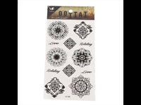 Cargar imagen en el visor de la galería, Tattoo schwarz Ornamente Mandala Symmetrie verschiedene Designs temporär Klebetattoos - chic - net.de
