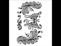 Cargar imagen en el visor de la galería, Tattoo schwarz Schmetterling verziert Ornament Tropfenform temporär Klebetattoos - chic - net.de
