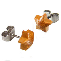 Load image into Gallery viewer, Teakholz Ohrstecker braun großer Stern hervorstehend Silberohrstecker 316L Edelstahl - chic - net.de
