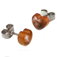 Load image into Gallery viewer, Teakholz Ohrstecker braun großes Herz hervorstehend Silberohrstecker 316L Edelstahl - chic - net.de
