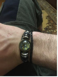 Load image into Gallery viewer, Viking Kompass Leder Armband schwarz silber verstellbar
