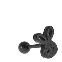 Load image into Gallery viewer, Tragus Piercing Ohr schwarz Glitzer Edelstahl Hase Barbell - chic - net.de
