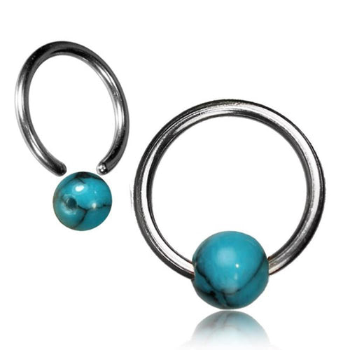 Türkis Universal Piercing Klemmkugel Ring silbern Kugel Septum Helix Tragus - chic - net.de