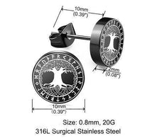 Load image into Gallery viewer, Edelstahl Ohrstecker schwarz 8-10mm Viking Celtic Nordic
