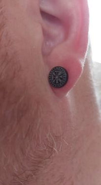 Load image into Gallery viewer, Edelstahl Ohrstecker schwarz 8-10mm Viking Celtic Nordic
