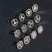 Load image into Gallery viewer, Edelstahl Ohrstecker schwarz 8-10mm Viking Celtic Nordic
