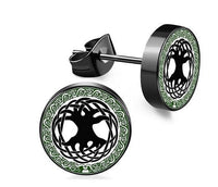 Load image into Gallery viewer, Edelstahl Ohrstecker schwarz 8-10mm Viking Celtic Nordic
