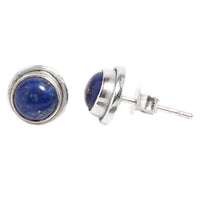 Load image into Gallery viewer, Silberohrstecker Lapislazuli 9 mm Ohrringe Ohrstecker Damen Ohrring Stecker 925er Sterling Silber
