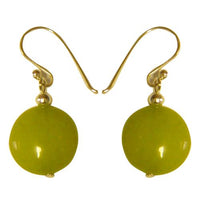 Load image into Gallery viewer, Damenohrringe hellgrün Katzenauge, rund flach 925 Sterlingsilber
