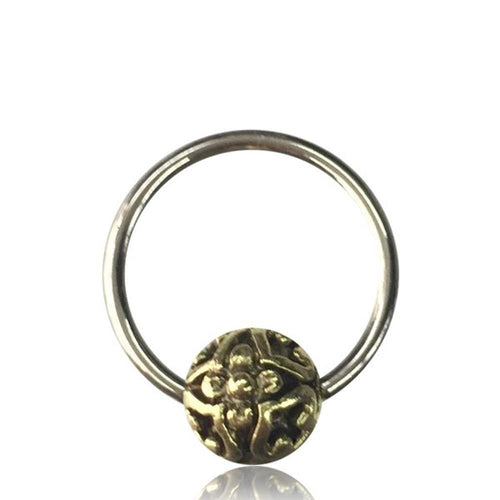 Universal Piercing Klemmkugel Ring silbern golden Brass Blumenkugel Septum Helix Tragus - chic - net.de