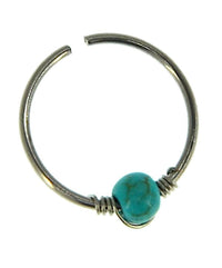 Load image into Gallery viewer, Universal Piercing Ring Edelstahl Türkis Perle 0.8mm - chic - net.de
