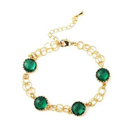 Load image into Gallery viewer, vergoldet Kupfer Armband 18 karat grün Glaskristalle filigran nickelfrei Karabiner verstellbar - chic - net.de
