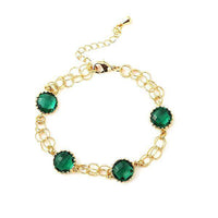 Load image into Gallery viewer, vergoldet Kupfer Armband 18 karat grün Glaskristalle filigran nickelfrei Karabiner verstellbar - chic - net.de
