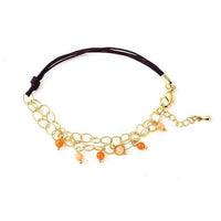 Load image into Gallery viewer, vergoldet Kupfer Armband 18 karat lila orange Stein Kordel filigran nickelfrei Karabiner verstellbar - chic - net.de
