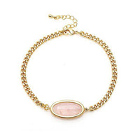Load image into Gallery viewer, vergoldet Kupfer Armband 18 karat oval Rosenquarz Stein nickelfrei Karabiner verstellbar Panzerkette - chic - net.de
