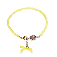 Load image into Gallery viewer, vergoldet Kupfer Armband Schleife gelb 18 karat oval Stein Perlen nickelfrei Karabiner verstellbar - chic - net.de

