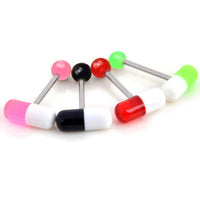 Load image into Gallery viewer, Zungen Piercing Edelstahl Pille Zunge 18mm weiß bunt - chic - net.de
