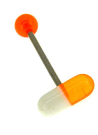 Load image into Gallery viewer, Zungen Piercing Edelstahl Pille Zunge 18mm weiß bunt - chic - net.de
