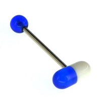 Load image into Gallery viewer, Zungen Piercing Edelstahl Pille Zunge 18mm weiß bunt - chic - net.de
