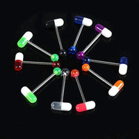 Load image into Gallery viewer, Zungen Piercing Edelstahl Pille Zunge 18mm weiß bunt - chic - net.de
