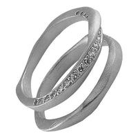 Cargar imagen en el visor de la galería, zwei Silberringe Set kantig gewunden Glitzer Zirkonia matt - chic - net.de
